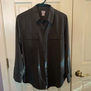 Button down long sleeve blouse.